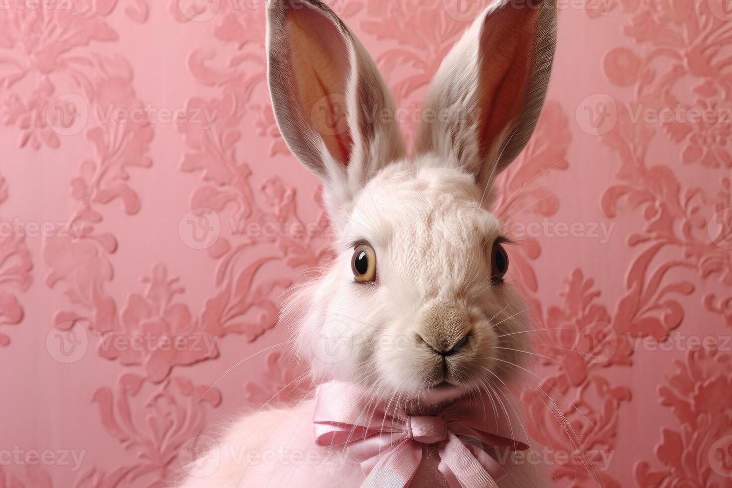 AI generated Delicate Rabbit pink eye mammal. Generate Ai photo