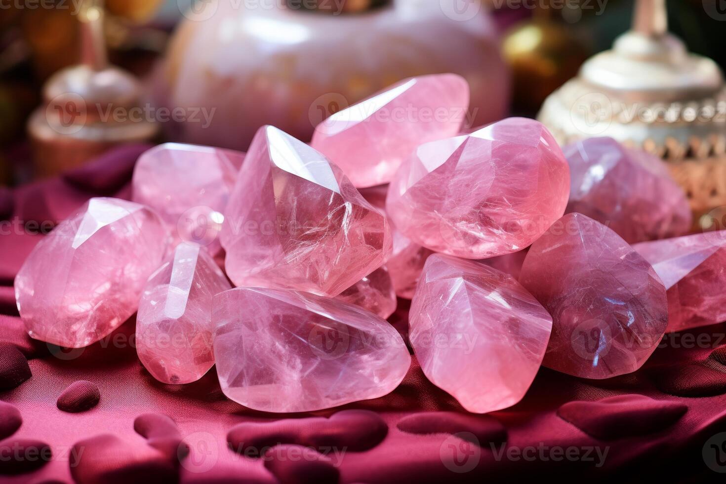AI generated Vibrant Quartz stones pink background. Generate Ai photo