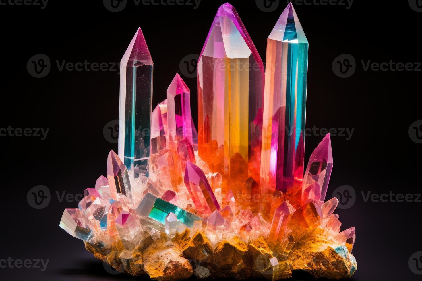 AI generated Translucent Quartz crystal colorful. Generate Ai photo