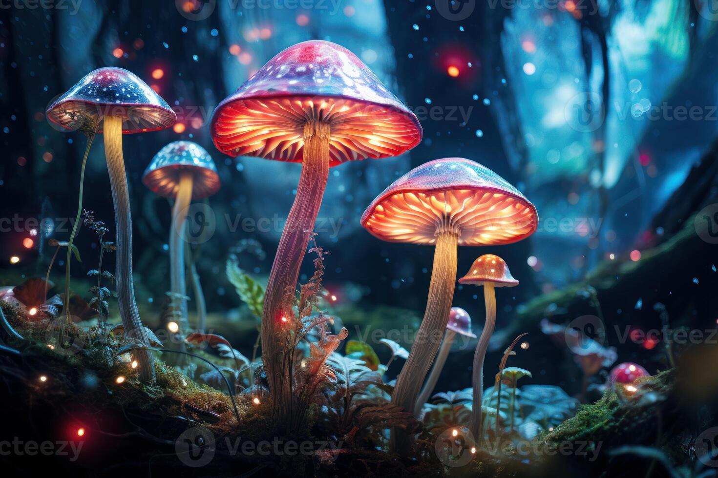 AI generated Textural Decorative mushrooms. Generate Ai photo