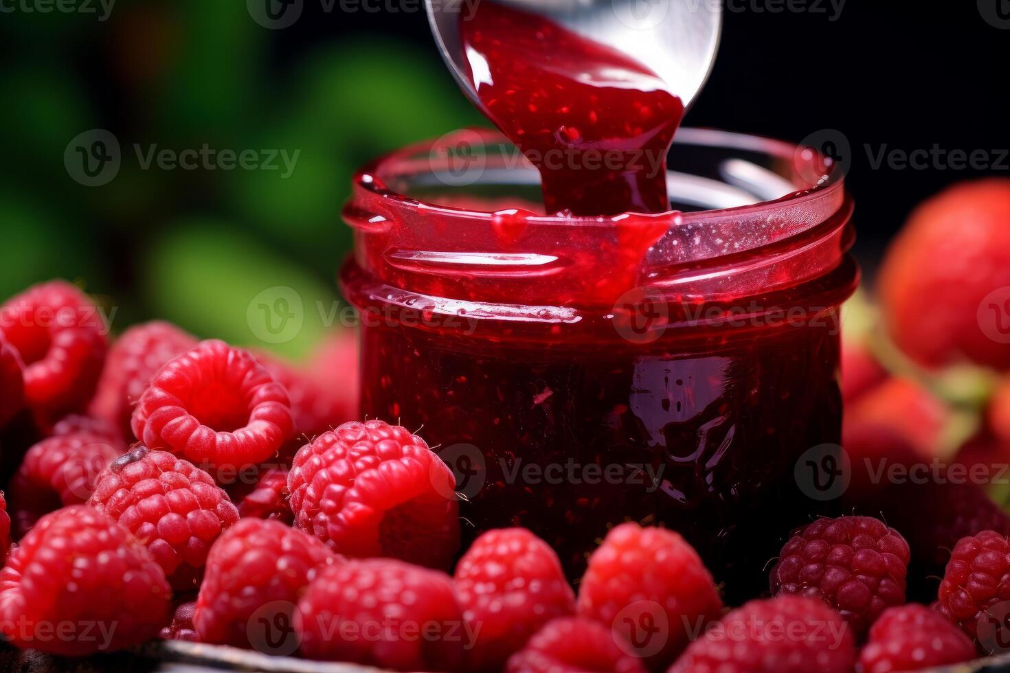 AI generated Tangy Raspberry jam. Generate Ai photo