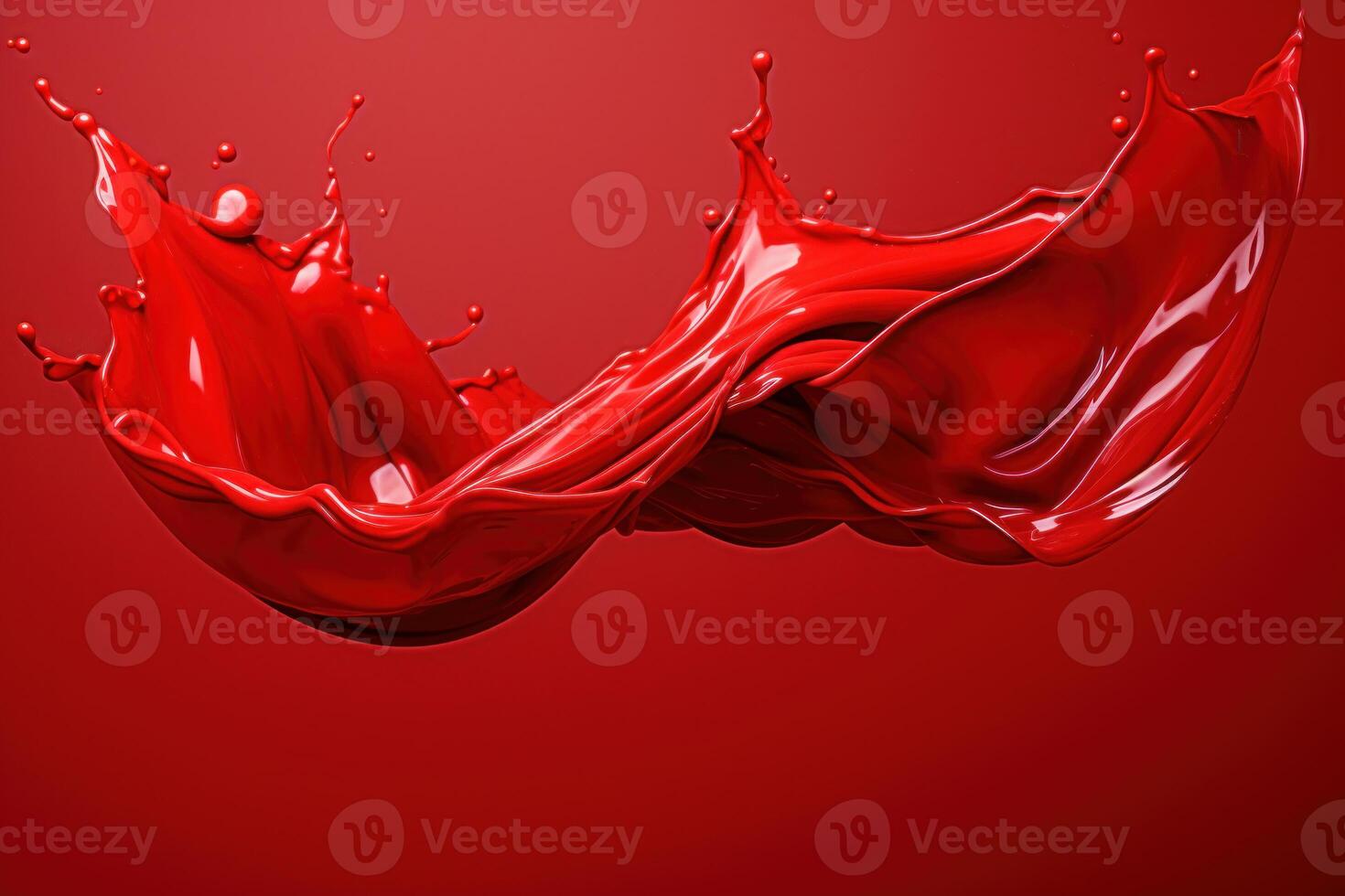 AI generated Glossy Red liquid paint. Generate Ai photo