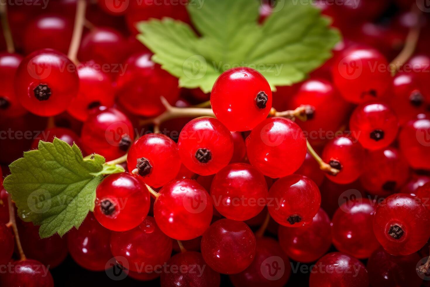 AI generated Succulent Red currant berries closeup. Generate Ai photo
