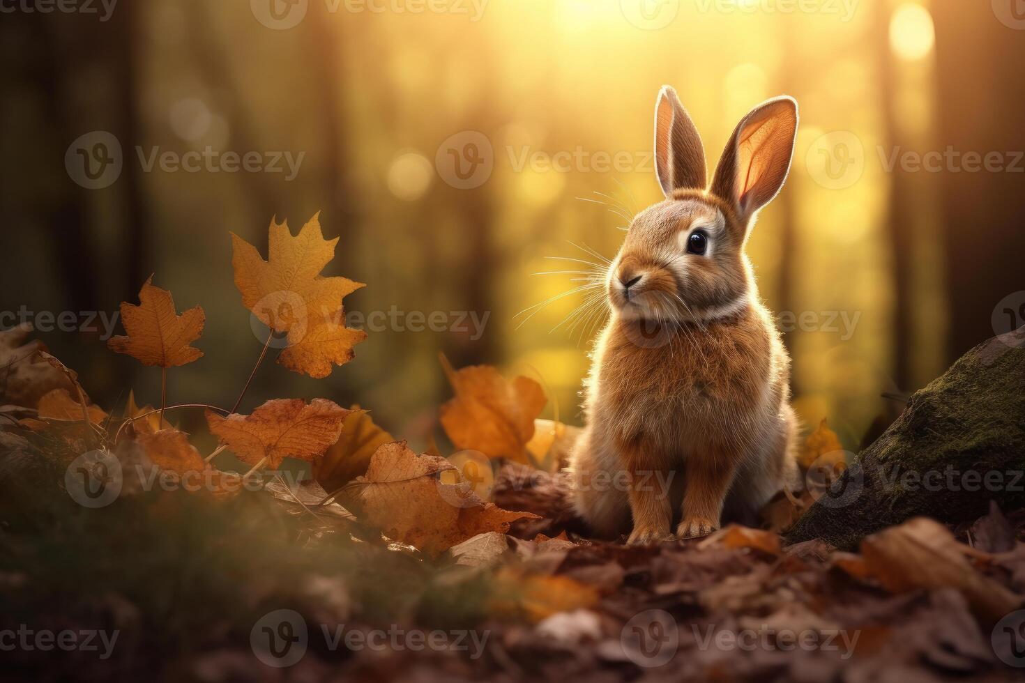 AI generated Lush Rabbit forest nature outdoor. Generate Ai photo