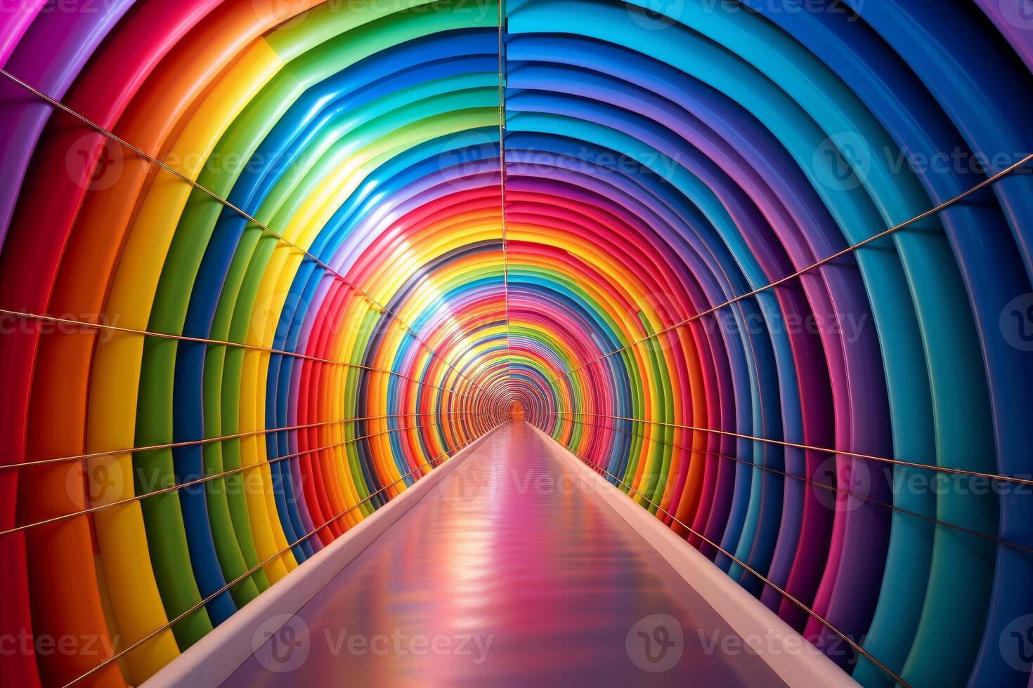 AI generated Mesmerizing Rainbow tunnel. Generate Ai photo