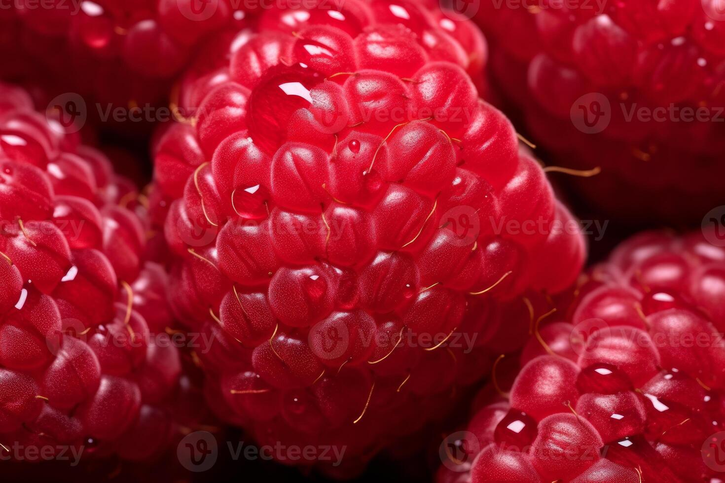 AI generated Detailed Macro raspberry closeup. Generate Ai photo