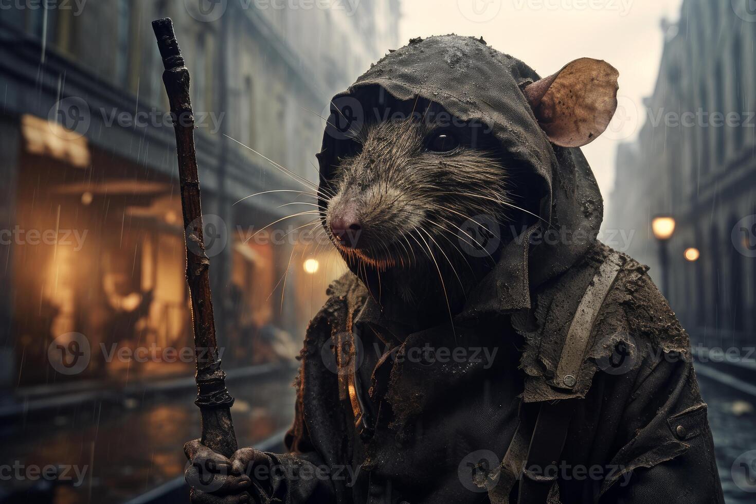 AI generated Grimy Rats street dirty. Generate Ai photo