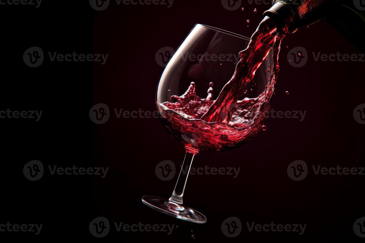 AI generated Festive Red wine bottle splashes. Generate Ai photo
