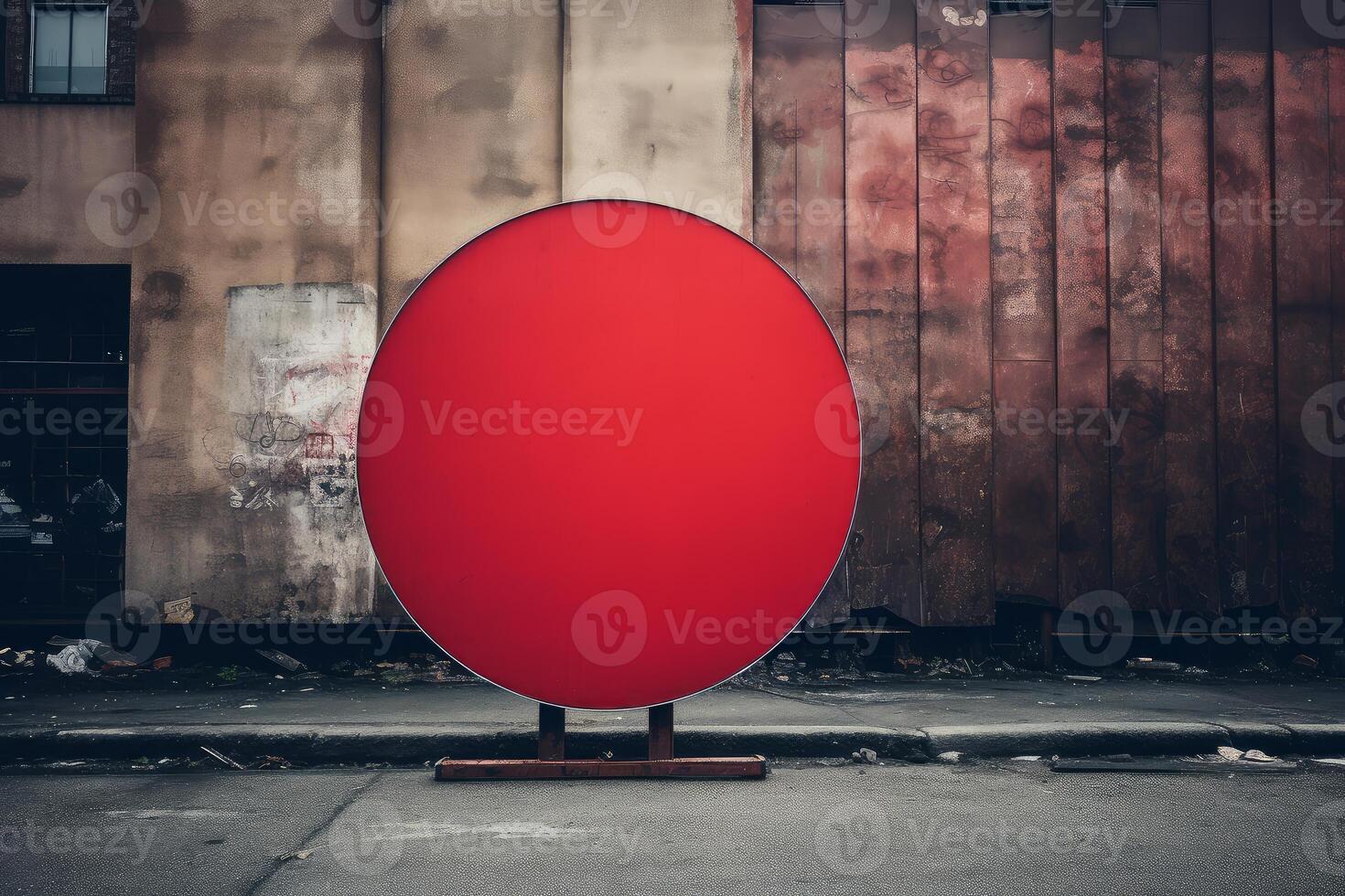 AI generated Vacant Red empty board on wall. Generate Ai photo