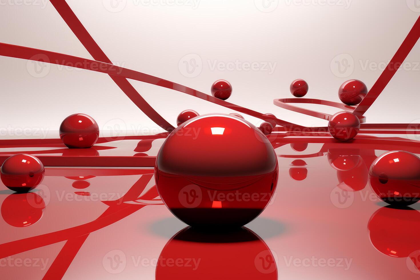 AI generated Spherical Red spheres geometry couple. Generate Ai photo