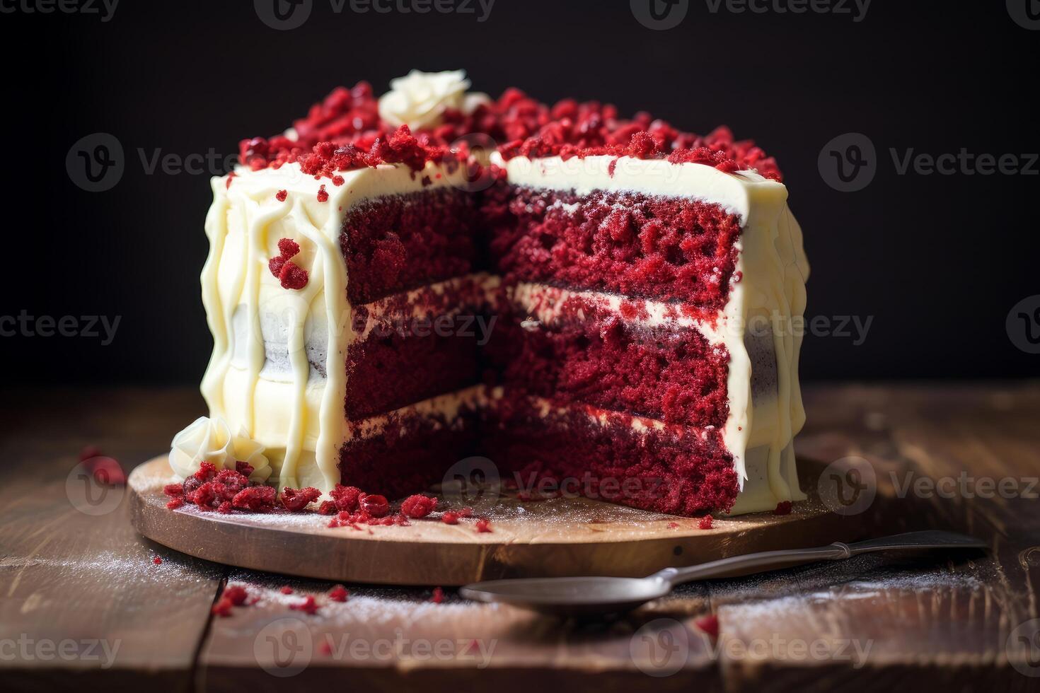 AI generated Luxurious Red velvet cake. Generate ai photo