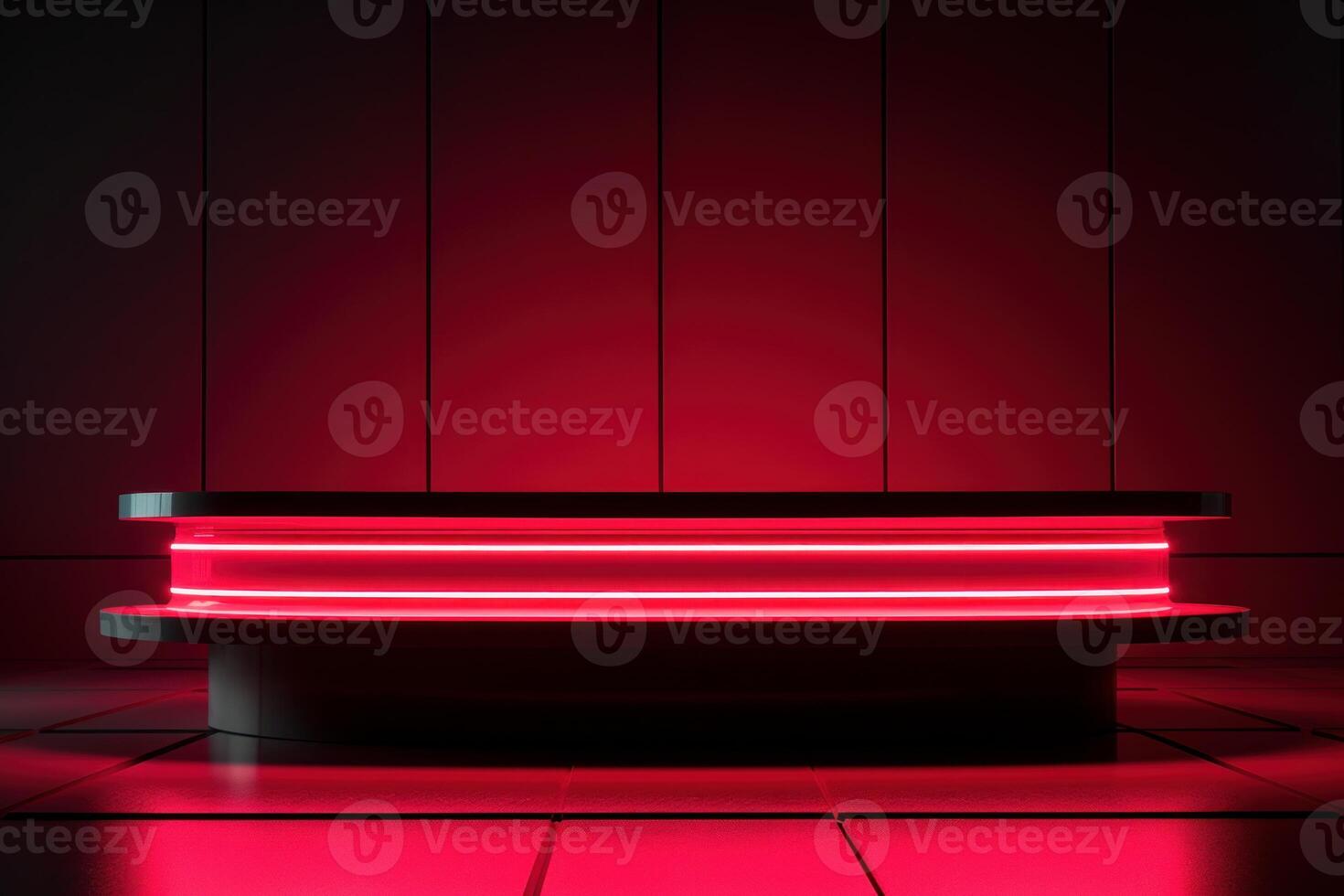 AI generated Striking Red podium neon. Generate Ai photo