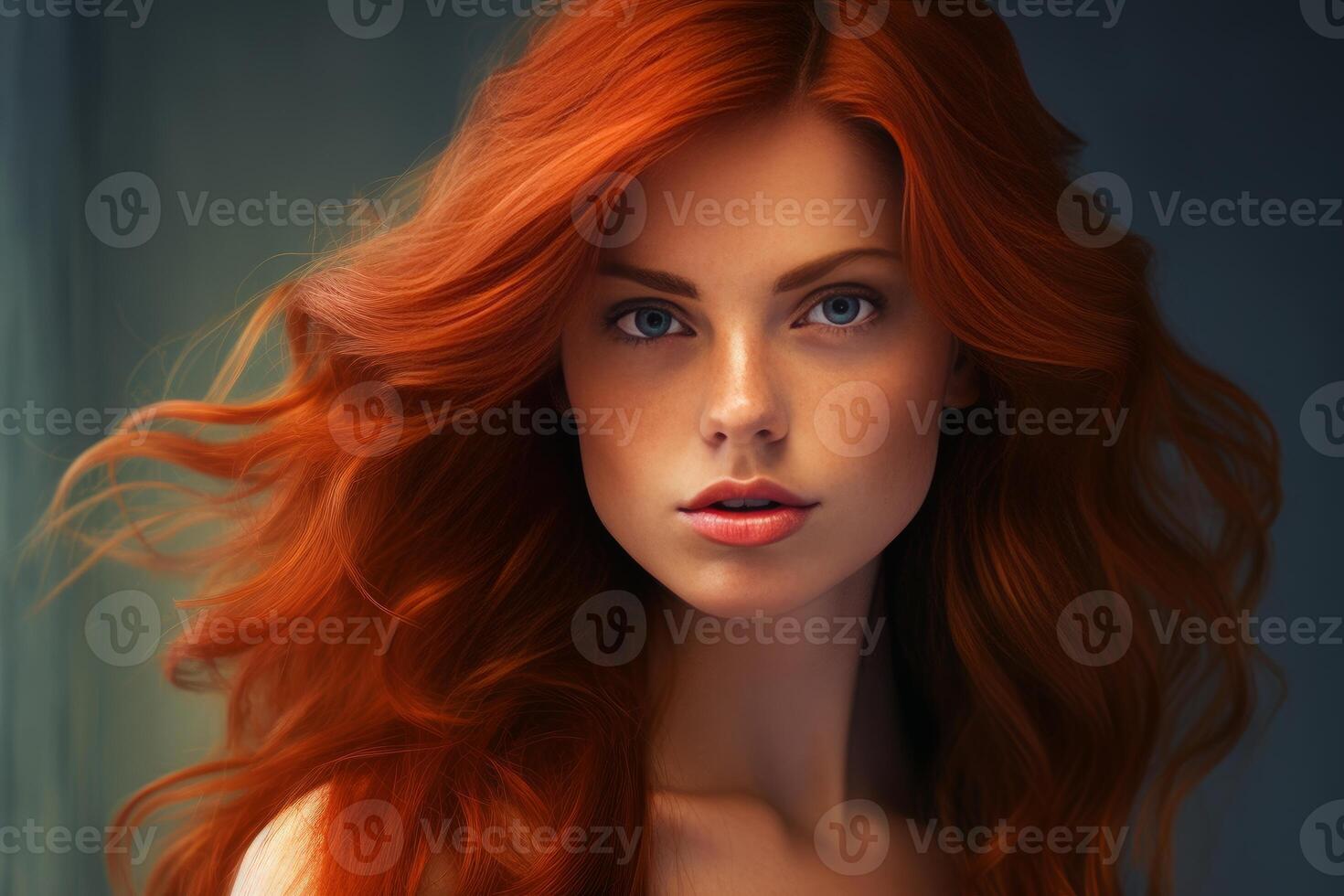 AI generated Beaming Red hair woman smile. Generate ai photo