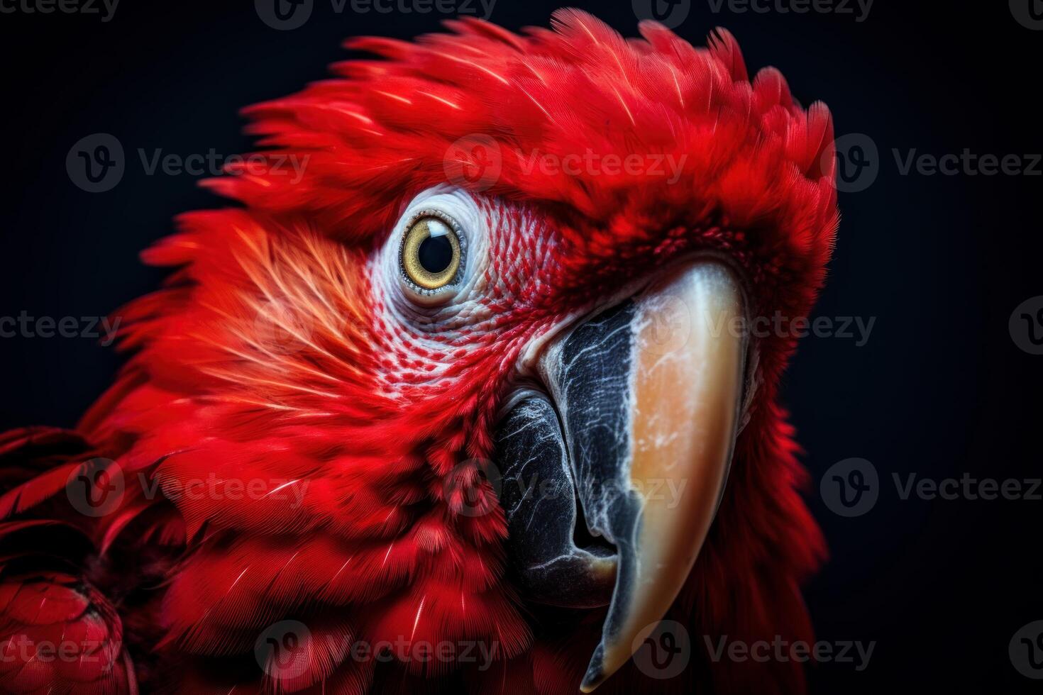 AI generated Vibrant Red parrot head vivid. Generate Ai photo