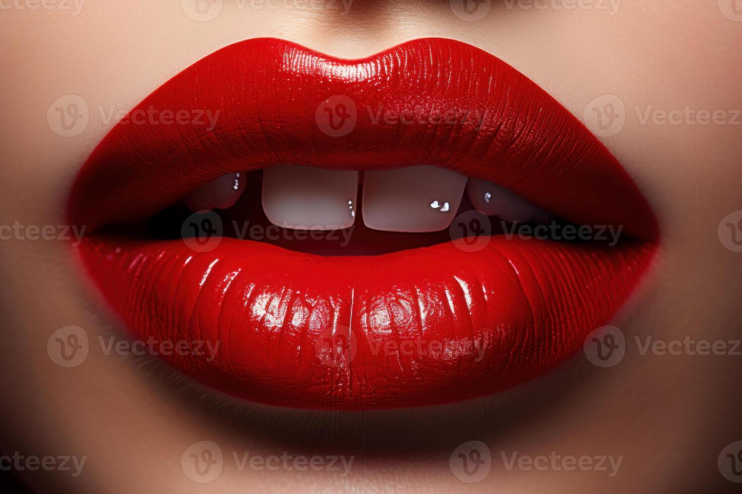 AI generated Vibrant Red sexy lips. Generate AI photo