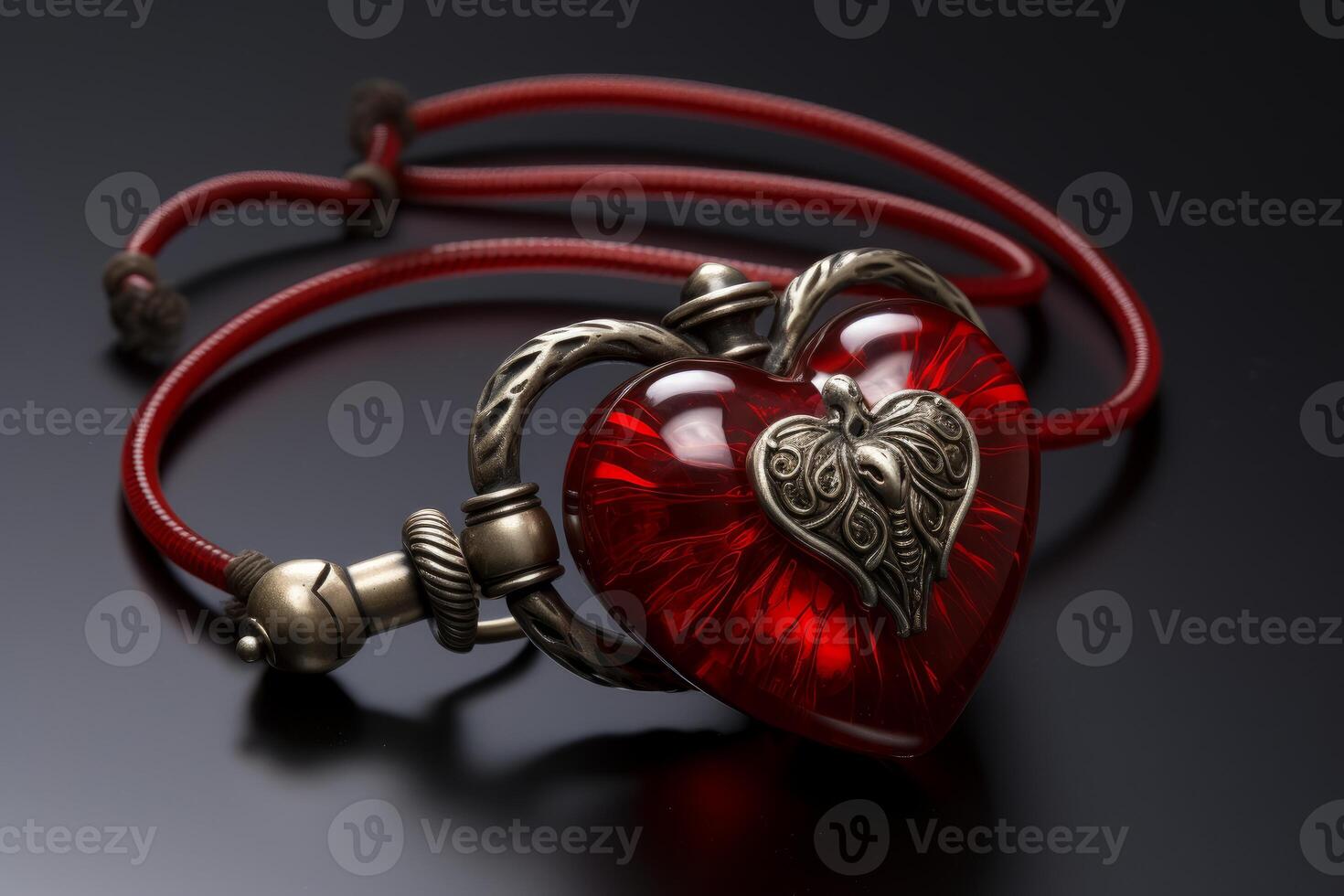 AI generated Symbolic Red heart stethoscope. Generate Ai photo