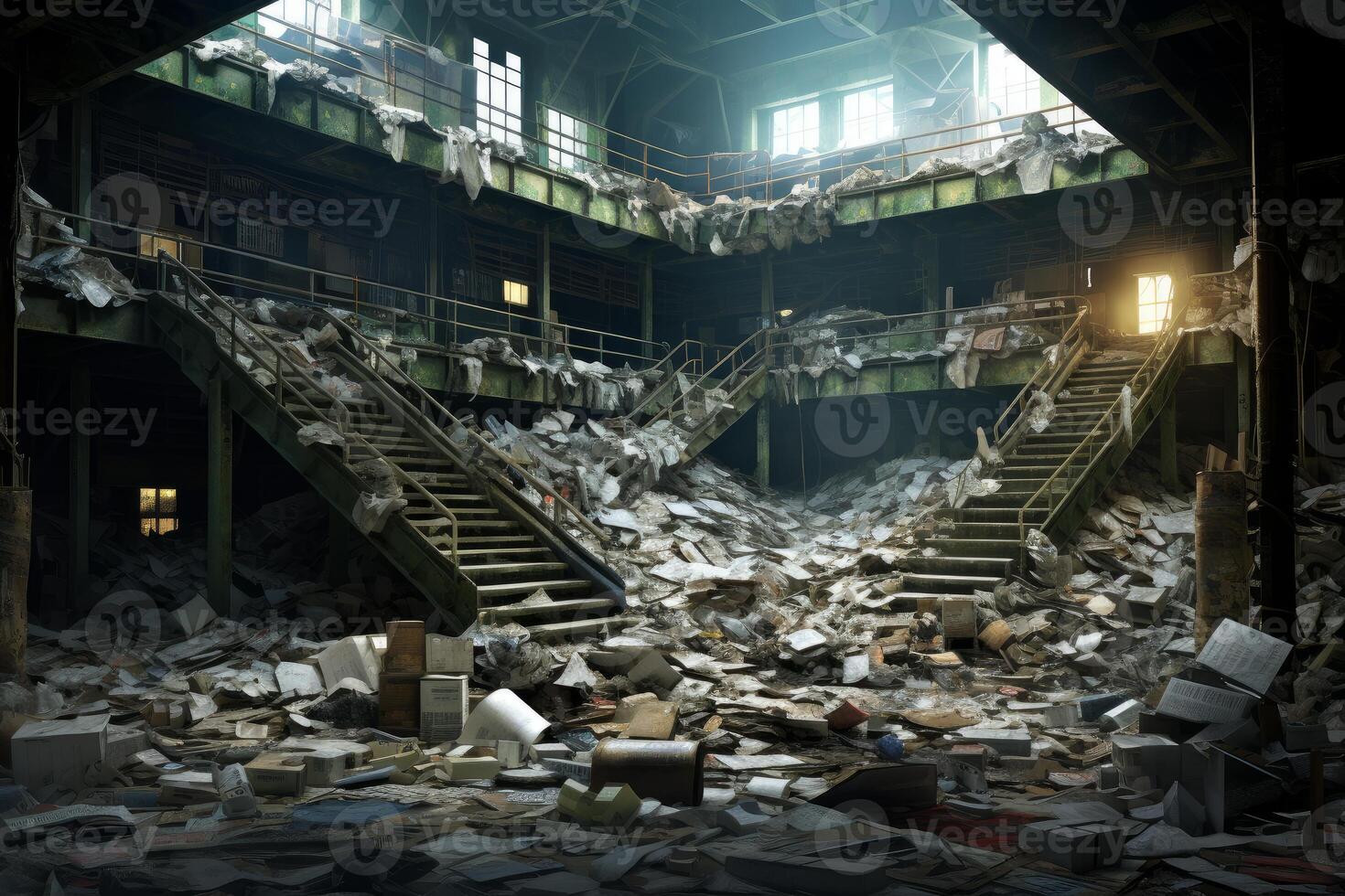 AI generated Bustling Recycling factory day. Generate Ai photo