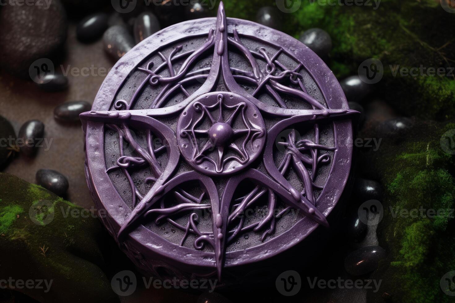 AI generated Mystical Purple wax candle sigil. Generate Ai photo