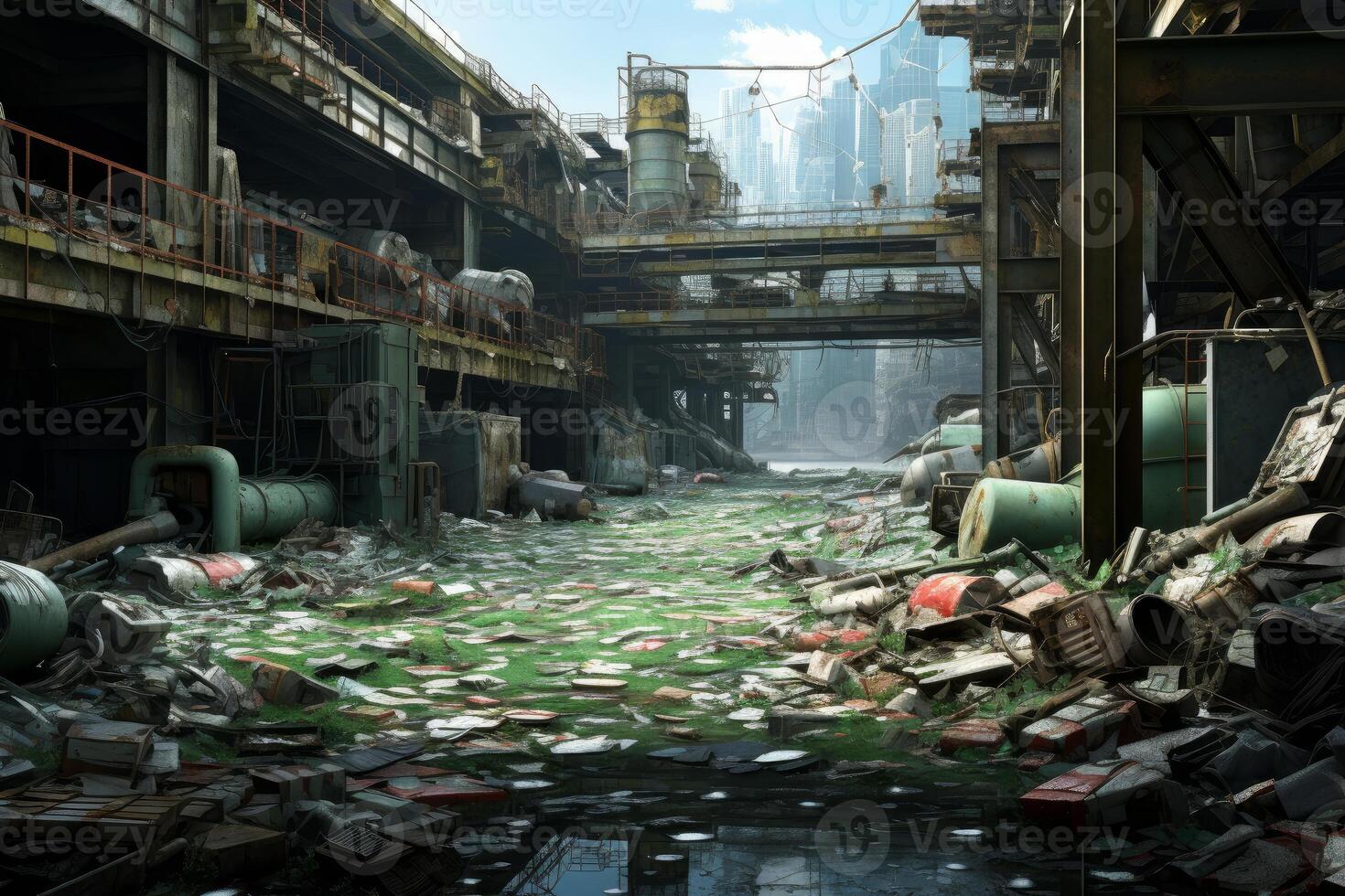 AI generated Industrious Recycling factory day. Generate Ai photo