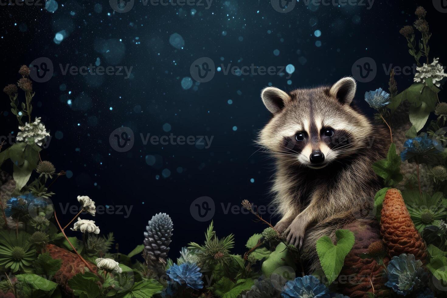 AI generated Mischievous Raccoon animal baby. Generate Ai photo