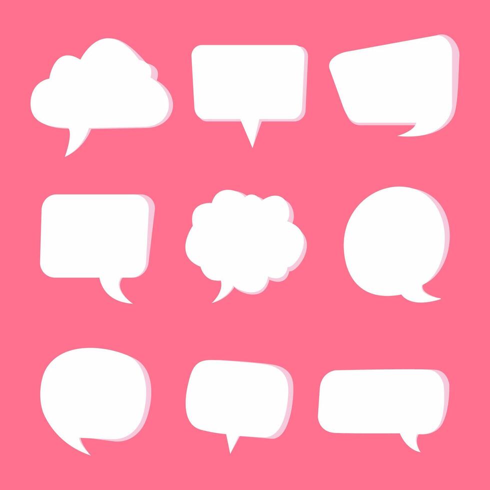 3d pink speech bubble collection set vector