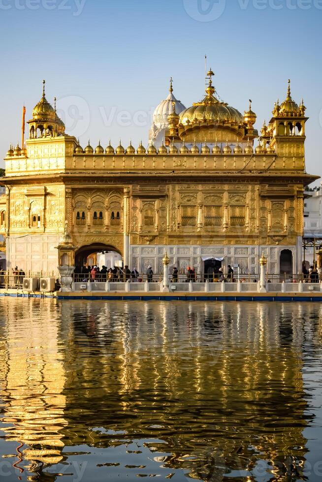 Beautiful view of Golden Temple - Harmandir Sahib in Amritsar, Punjab, India, Famous indian sikh landmark, Golden Temple, the main sanctuary of Sikhs in Amritsar, India photo