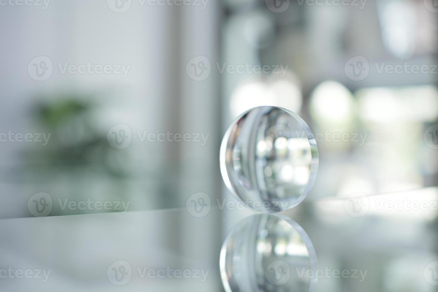 Glasses lenses on the table in optic, eyeglasses lenses photo