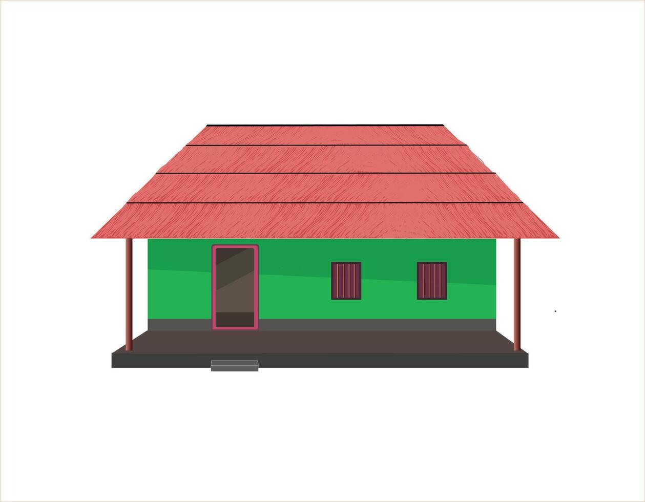 Indian 2d village house front view background vector