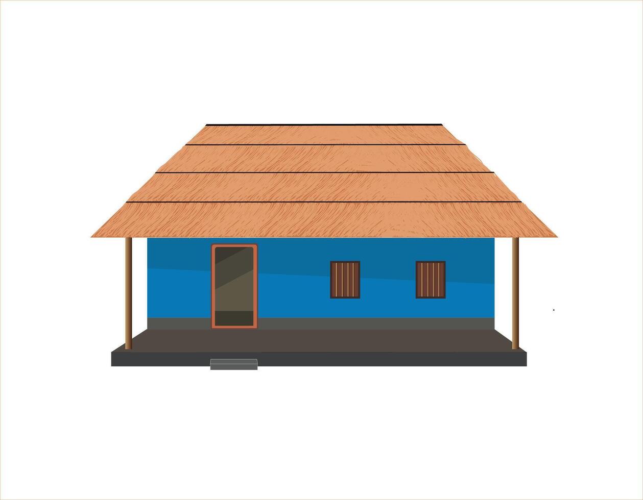 Indian 2d village house front view background vector