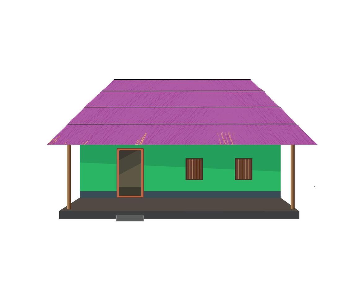 Indian 2d village house front view background vector