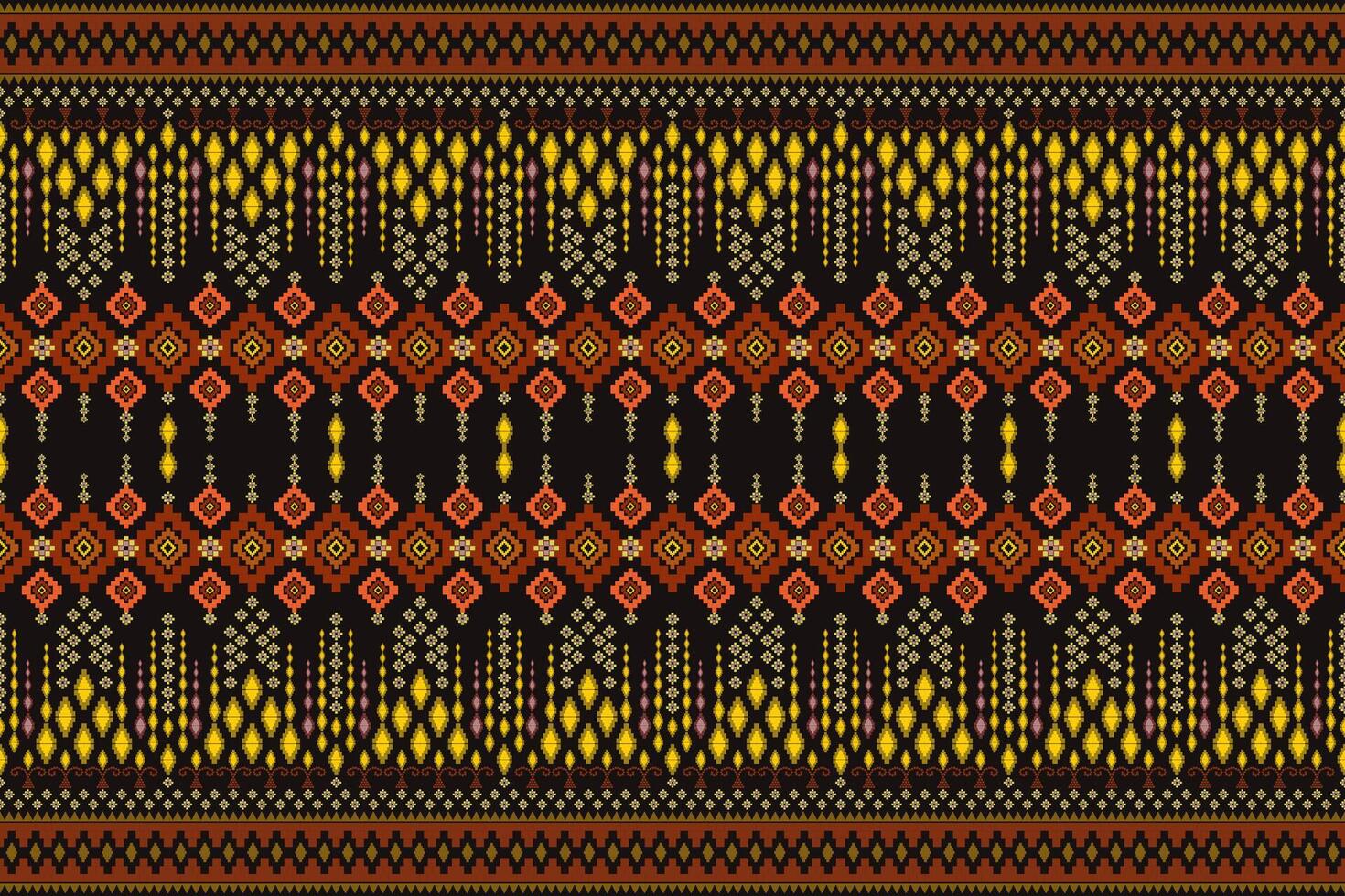 Seamless geometric ethnic Ikat and tradition pattern design for texture and background. Silk and fabric pattern decoration for carpet, Thai clothing, wrapping and wallpaper vector