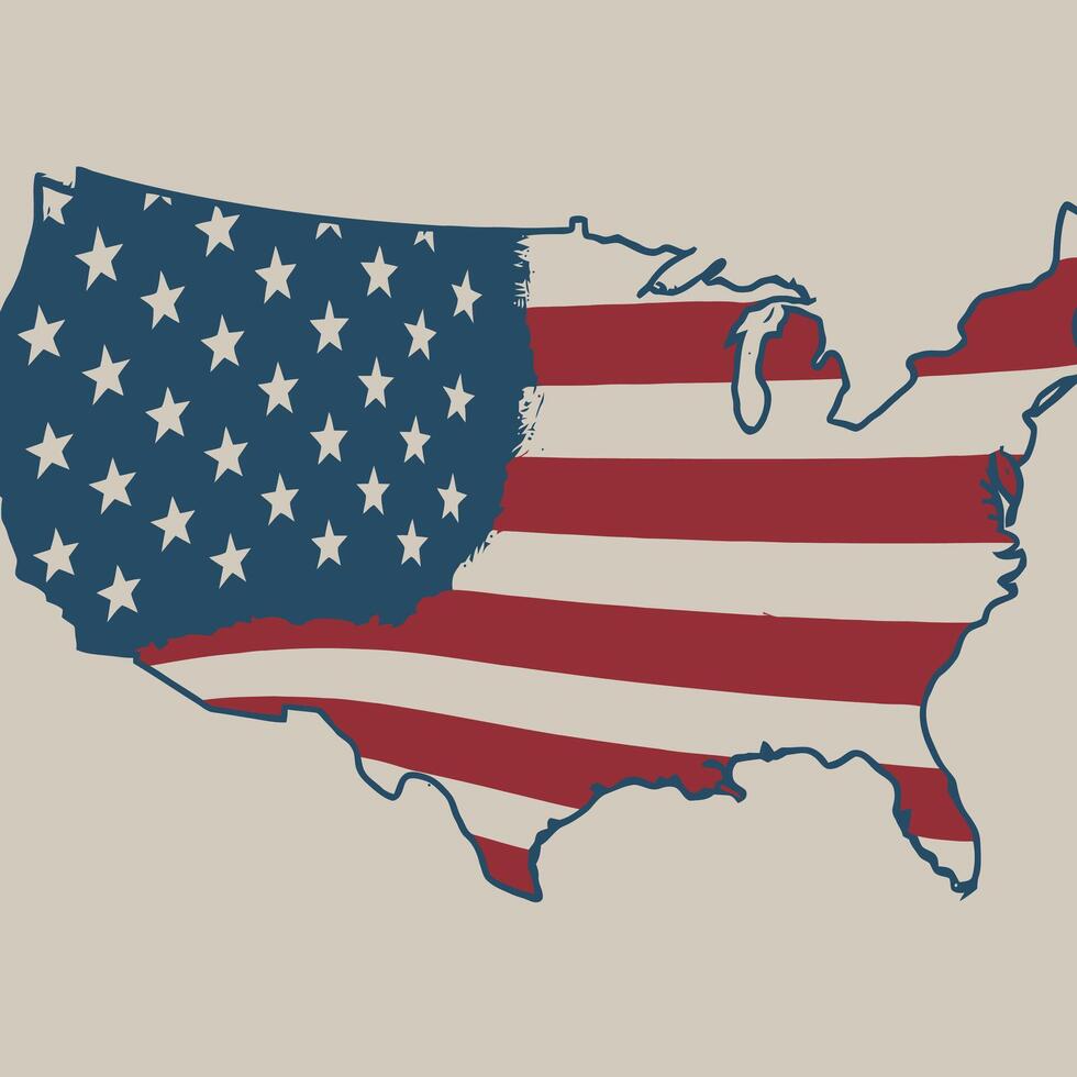 AI generated usa map with usa flag ,Ai generative vector