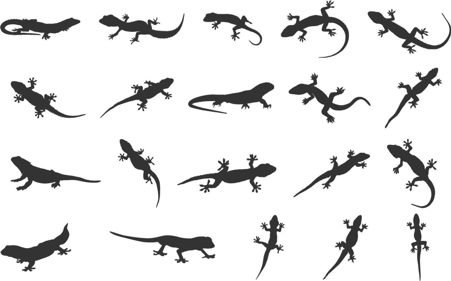 Lizard silhouette, Gecko lizard silhouette, Gecko silhouettes, Gecko lizard clipart, Lizard vector set
