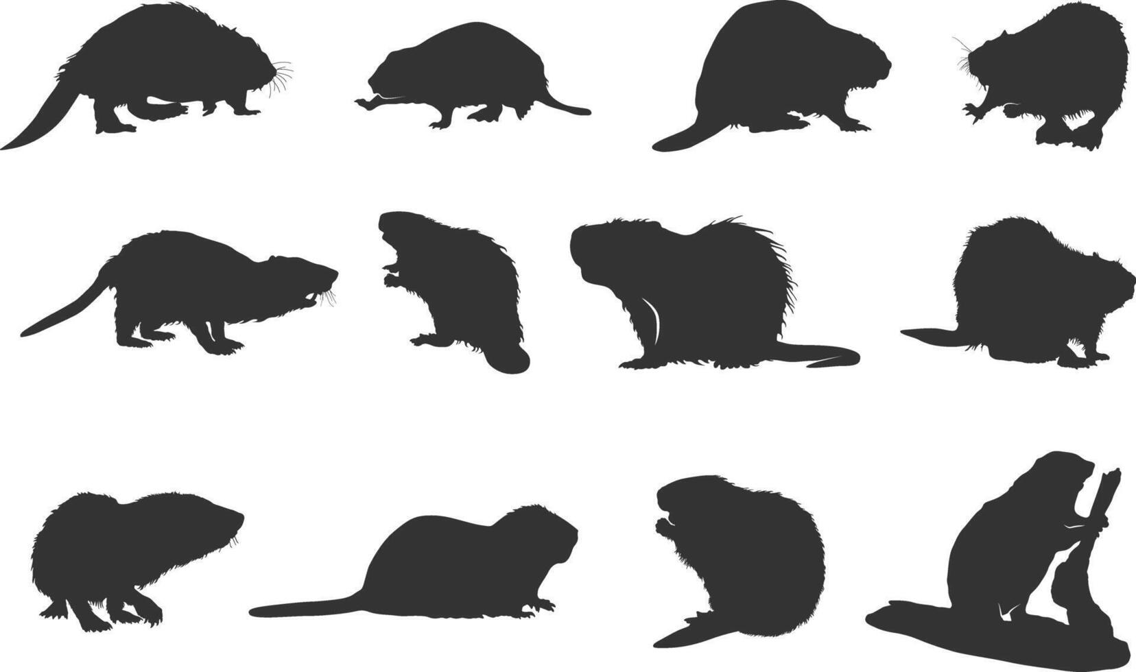 Beaver silhouettes, Beaver vector illustration
