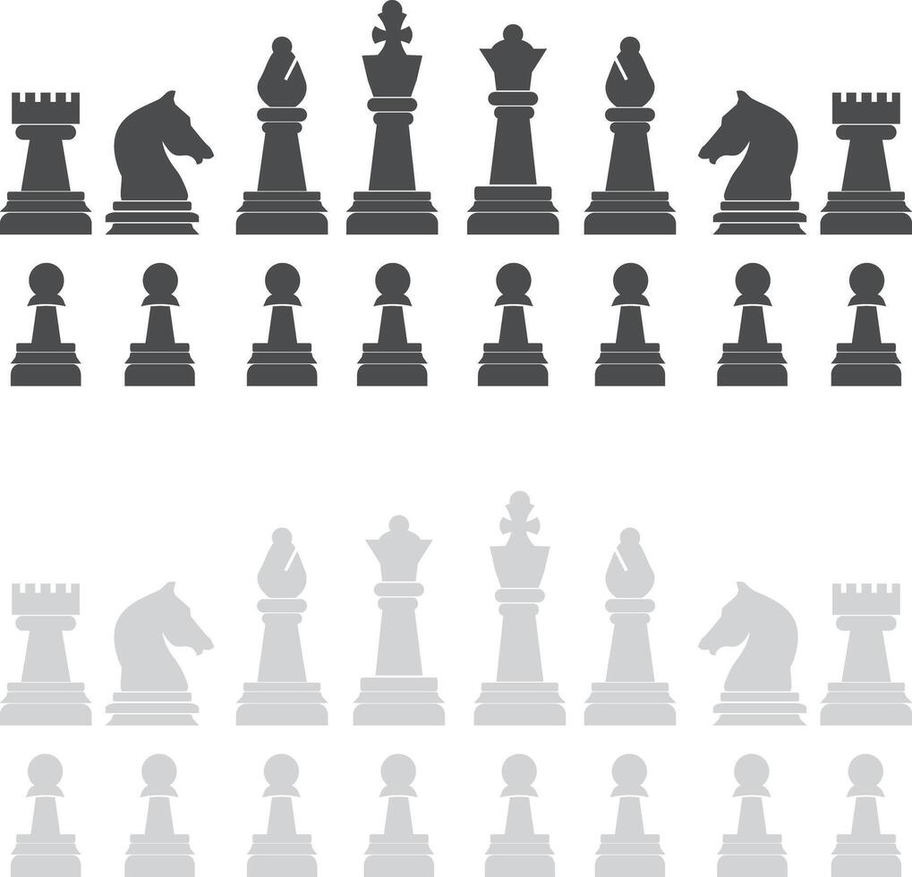 Two Rows Of Chess Pieces vector