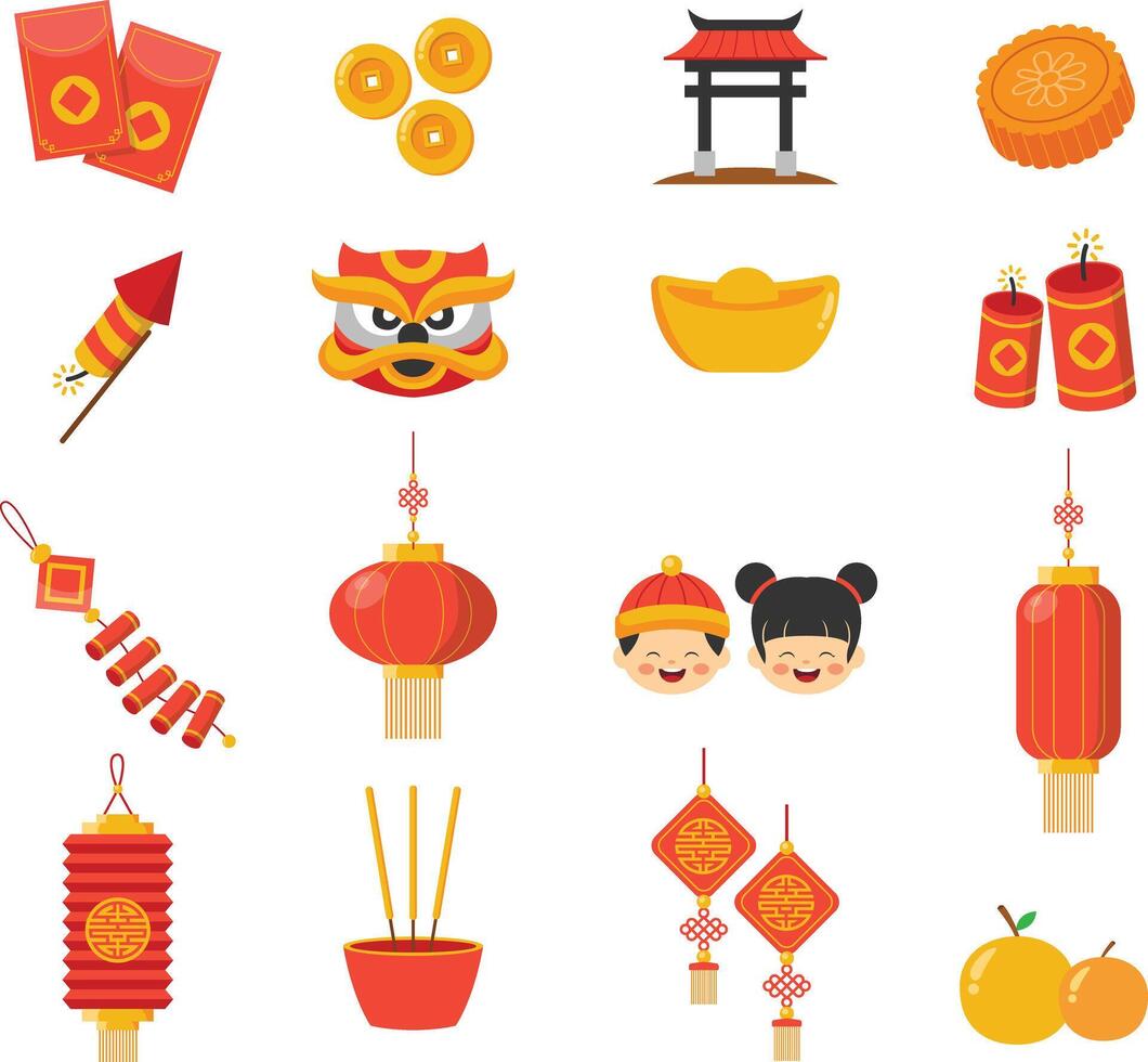 Chinese new year vector icon illustrations