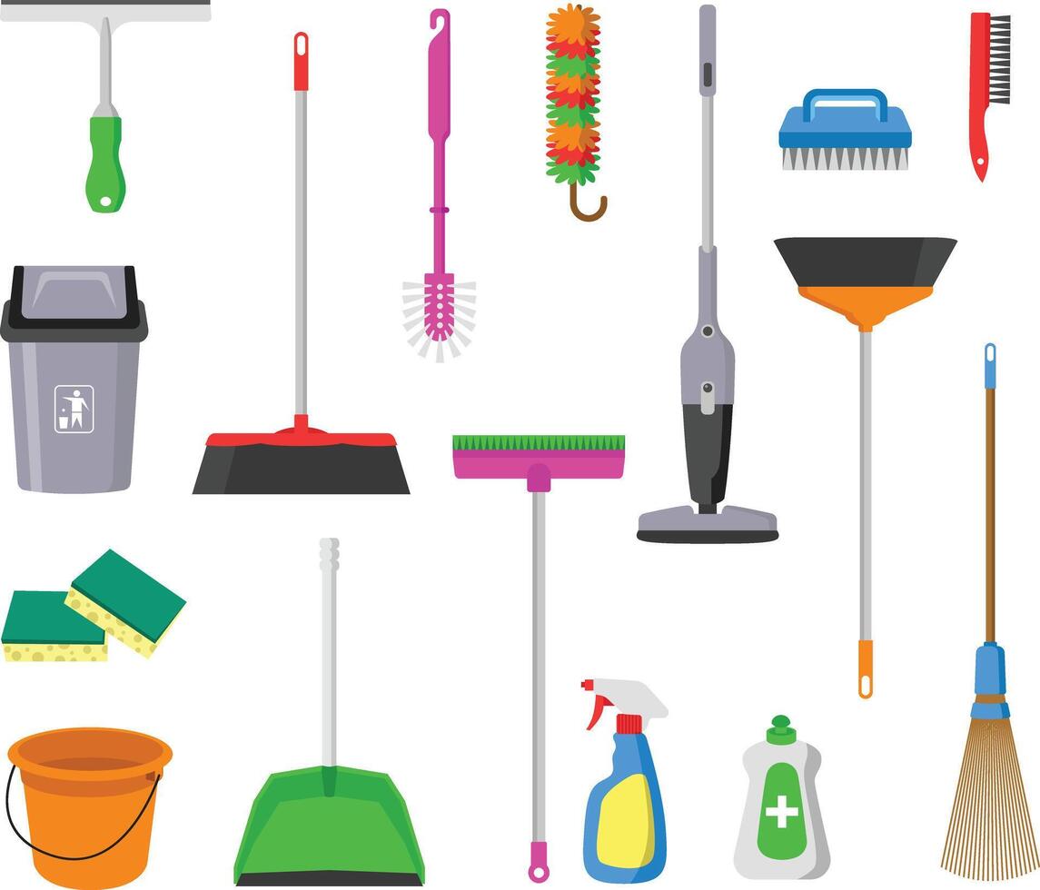 set of cleaning tools vector