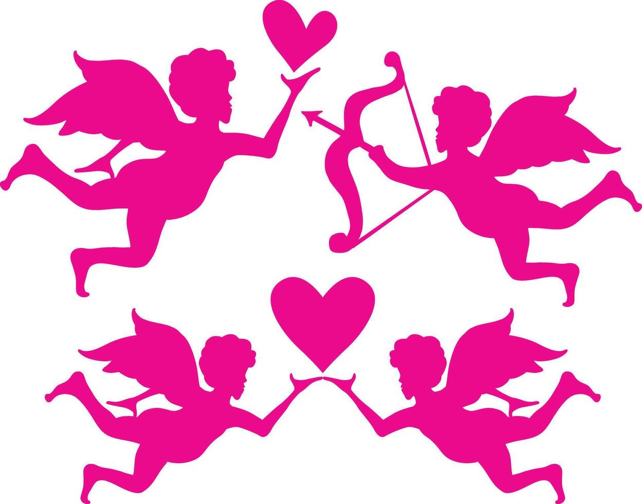 Set of cupid vector silhouette