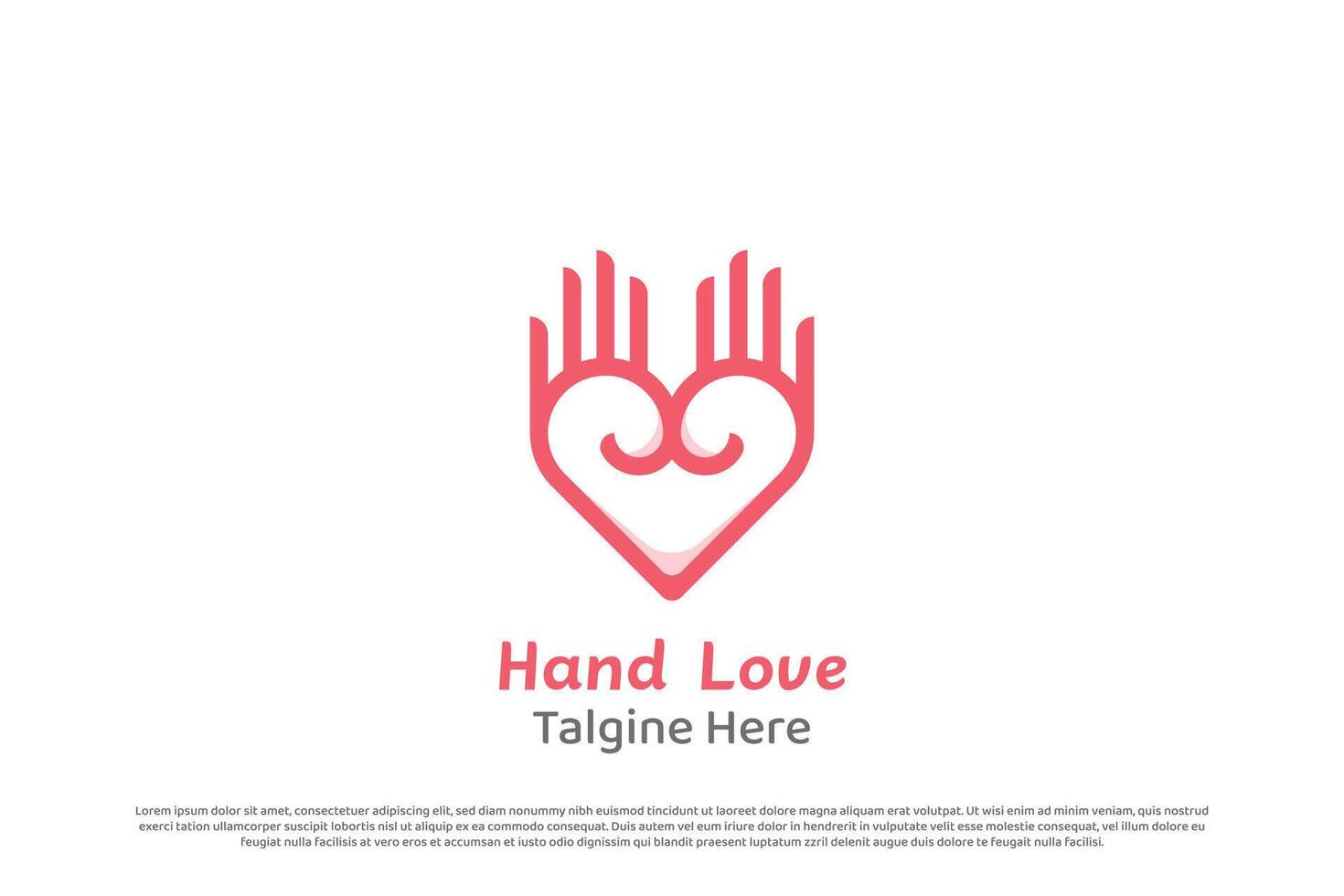 Heart hand logo design illustration. Silhouette of a hand with a heart gesture, care support affection. Simple minimal modern icon symbol warm calm peace grateful hope feeling feminine happy joy. vector