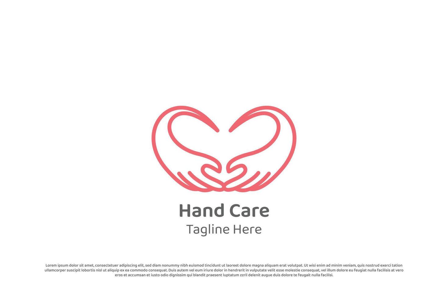 Love hand logo design illustration. Silhouette of caring hand gesture supporting social assistance human donate heart. Simple icon symbol minimal geometric pattern abstract gentle soft grateful. vector