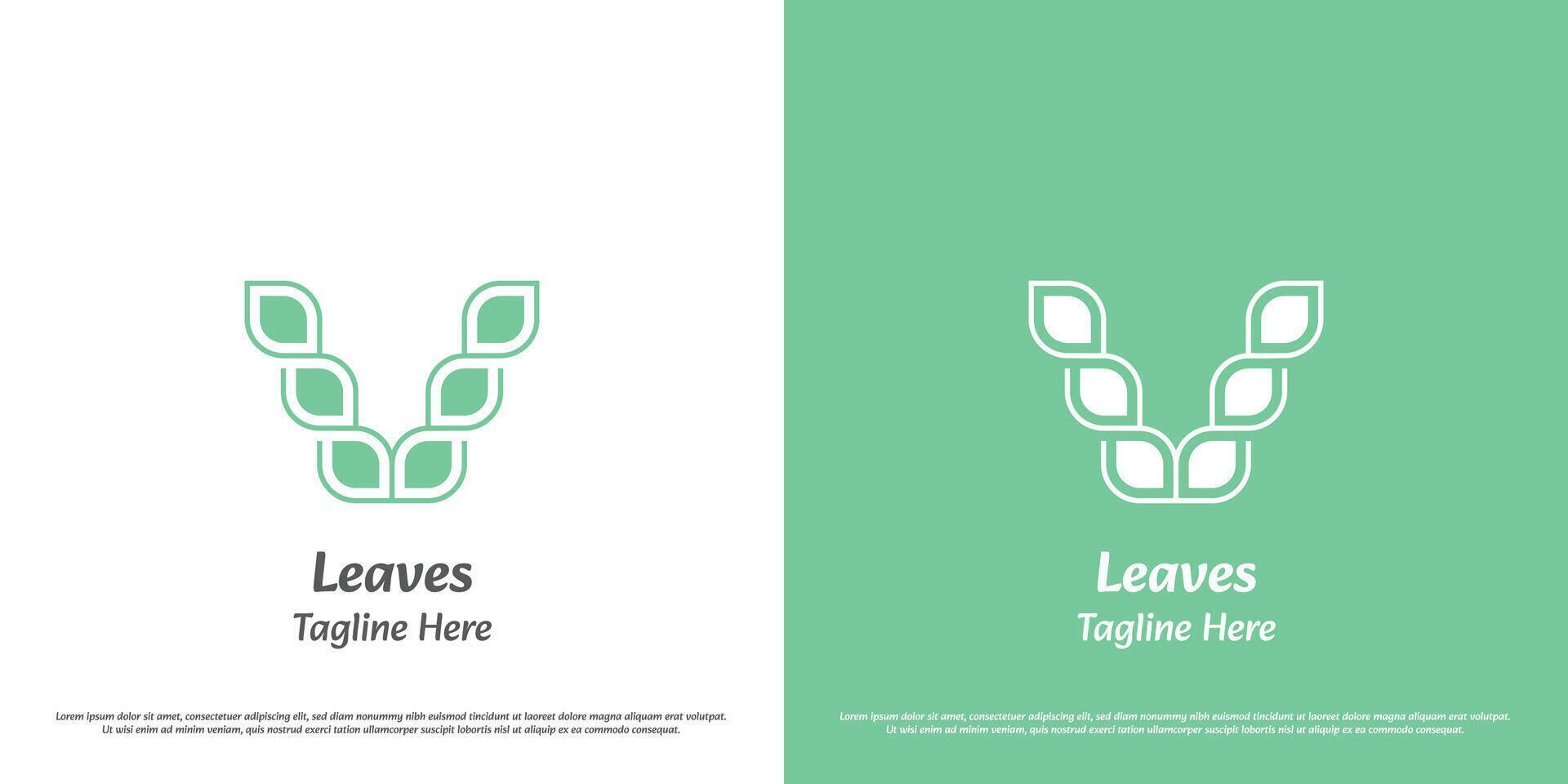 Illustration of the letter v nature logo design. Silhouette of the letter v nature eco friendly mint green bio fresh ecology vivid pure plant. Abstract minimal simple creative icon symbol template. vector