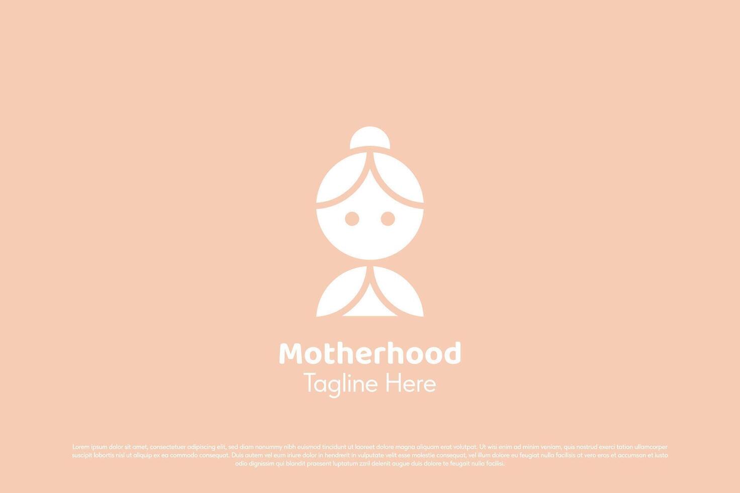 Mother logo design illustration. Silhouette of old woman female parent character female care motherhood cute. Simple minimal gentle sot pink maternal support feminine joy warm geometric icon symbol. vector