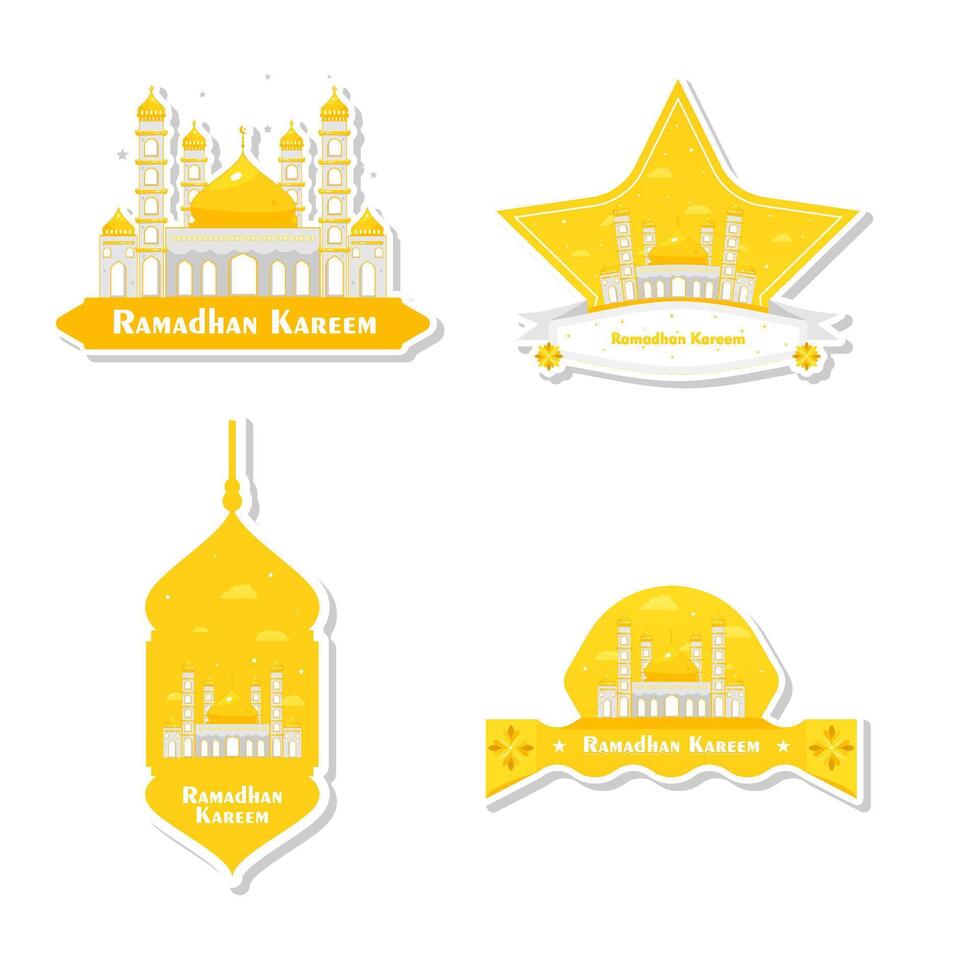 Flat ramadan badge collection vector