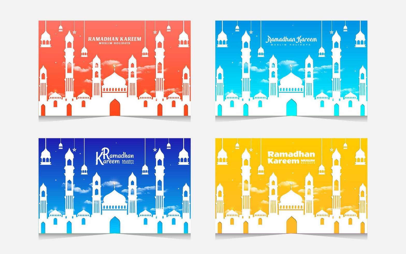 Realistic Ramadan greeting card template vector