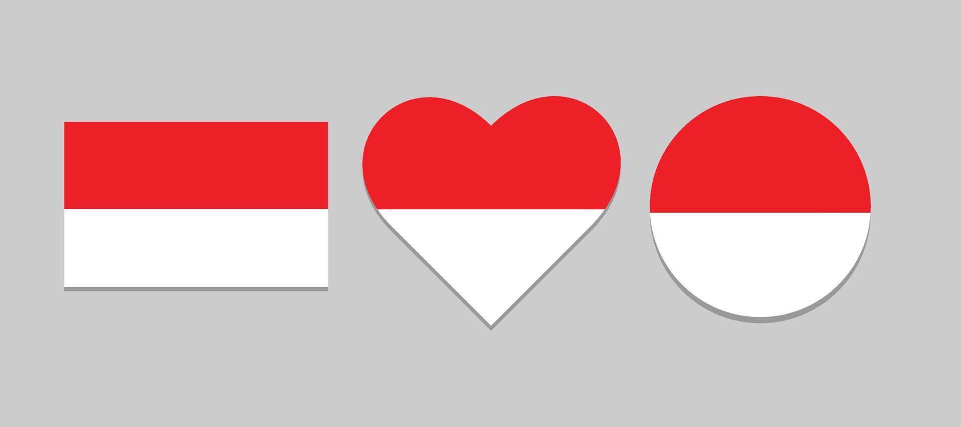 conjuntos de icono con bandera de Indonesia vector imagen
