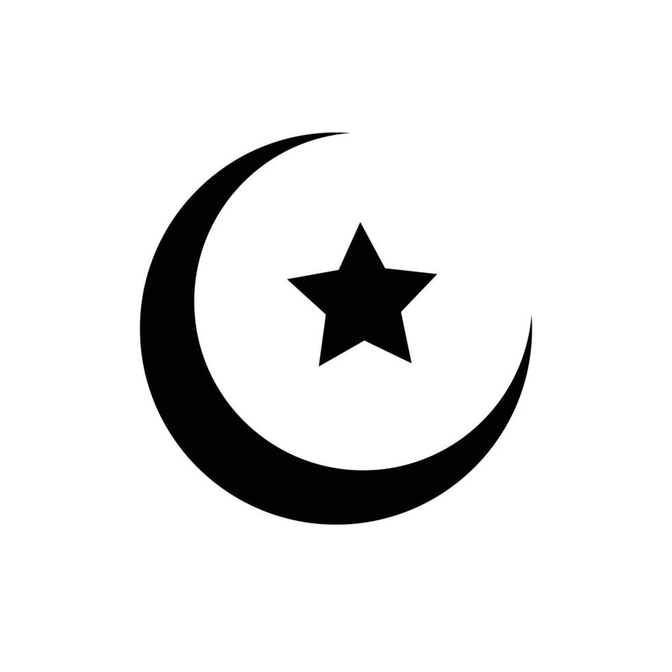 Moon and Star Islamic Symbol on Transparent Background vector
