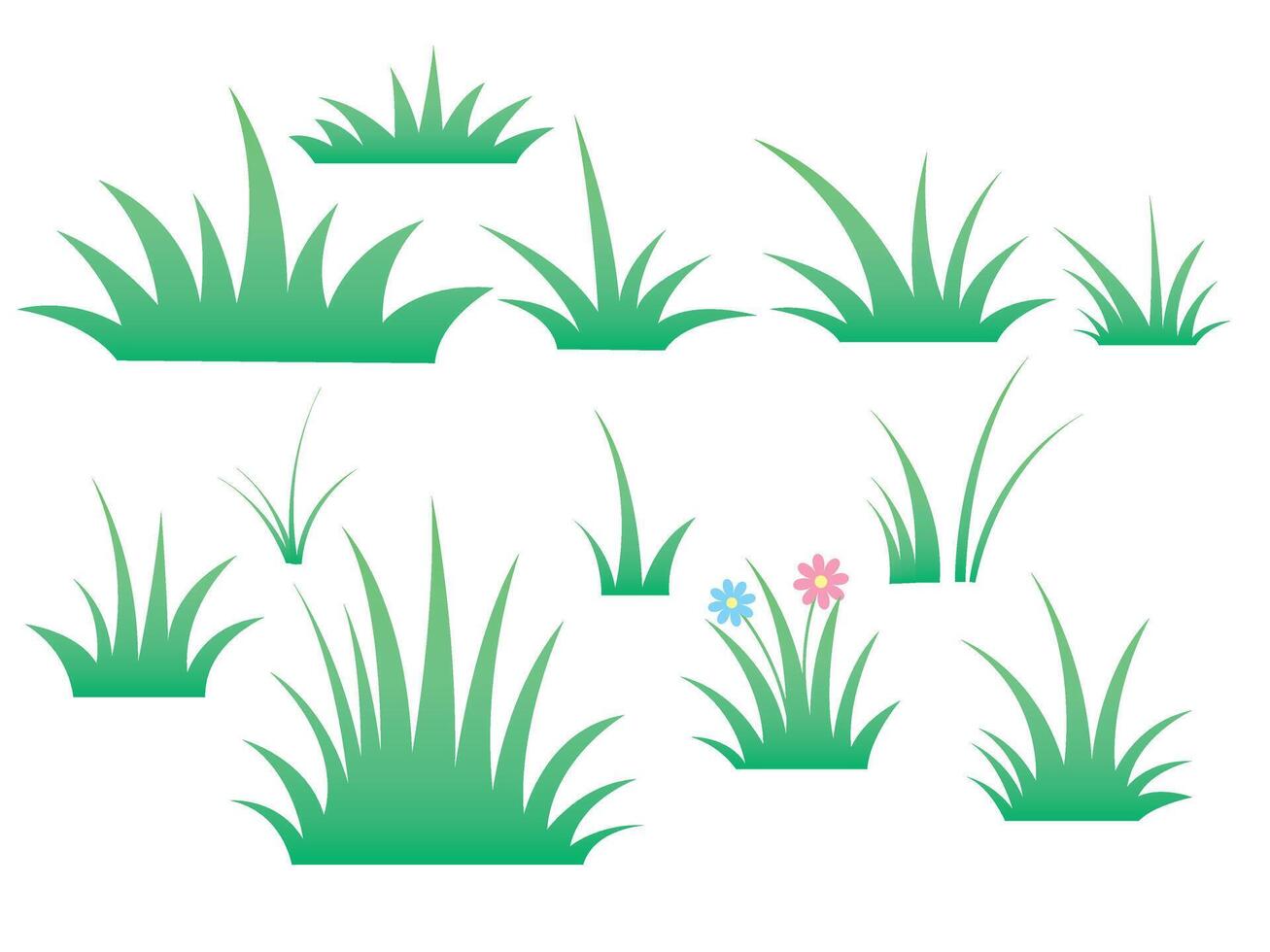 Sets of different grass cartoon vector