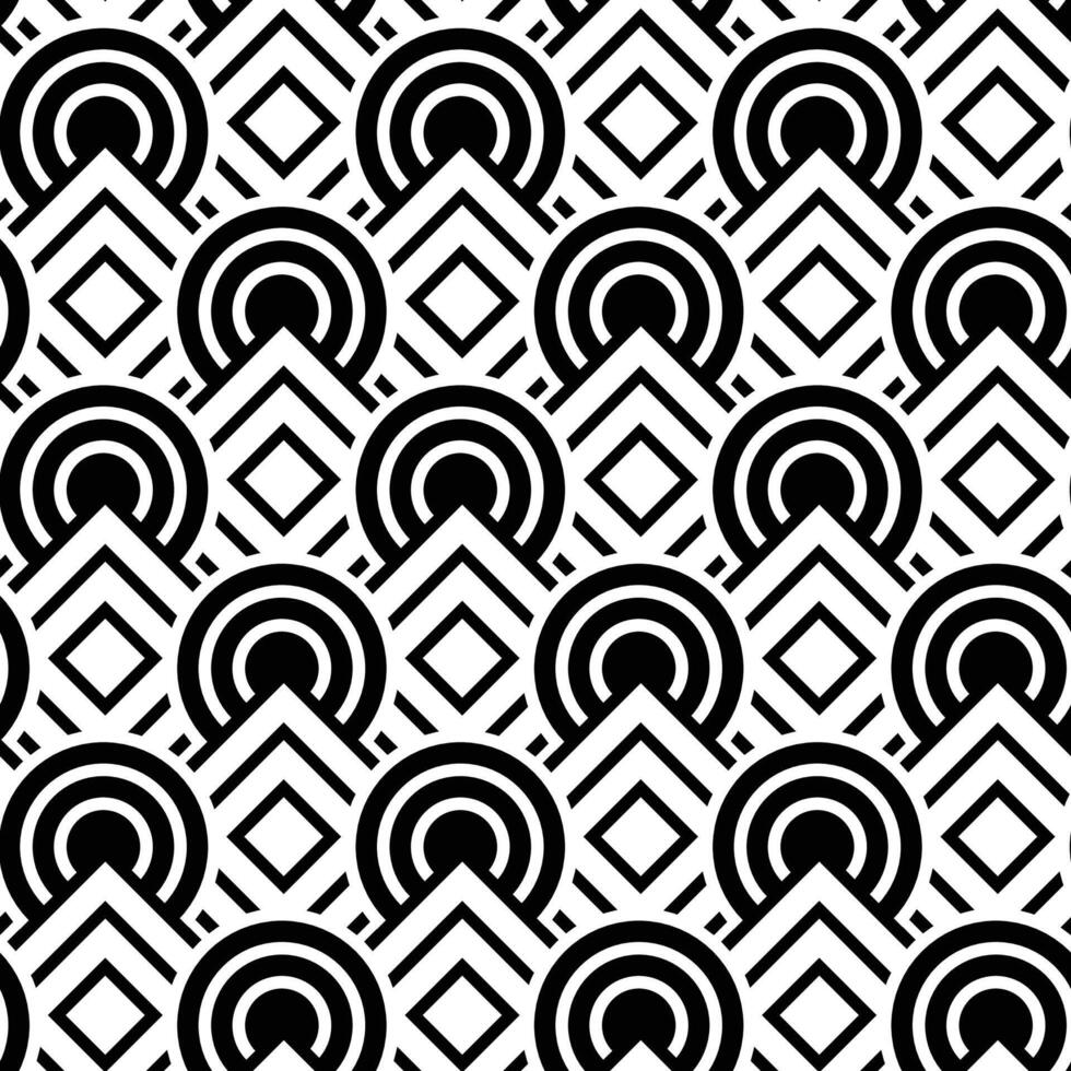 Abstract monochrome geometry pattern seamless square and circle. Vector Illustration