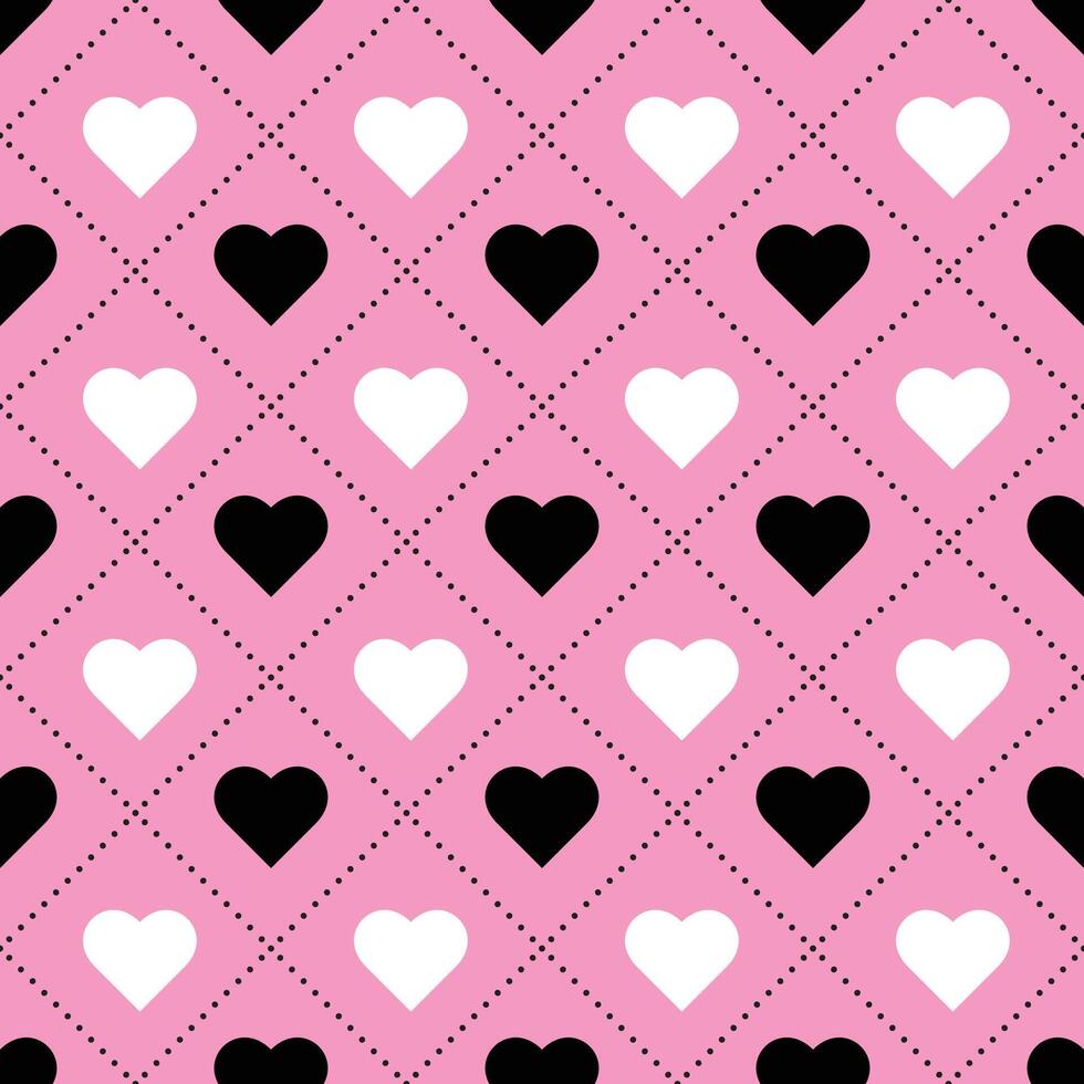 seamless pattern with hearts and dots isolated on pink background vector