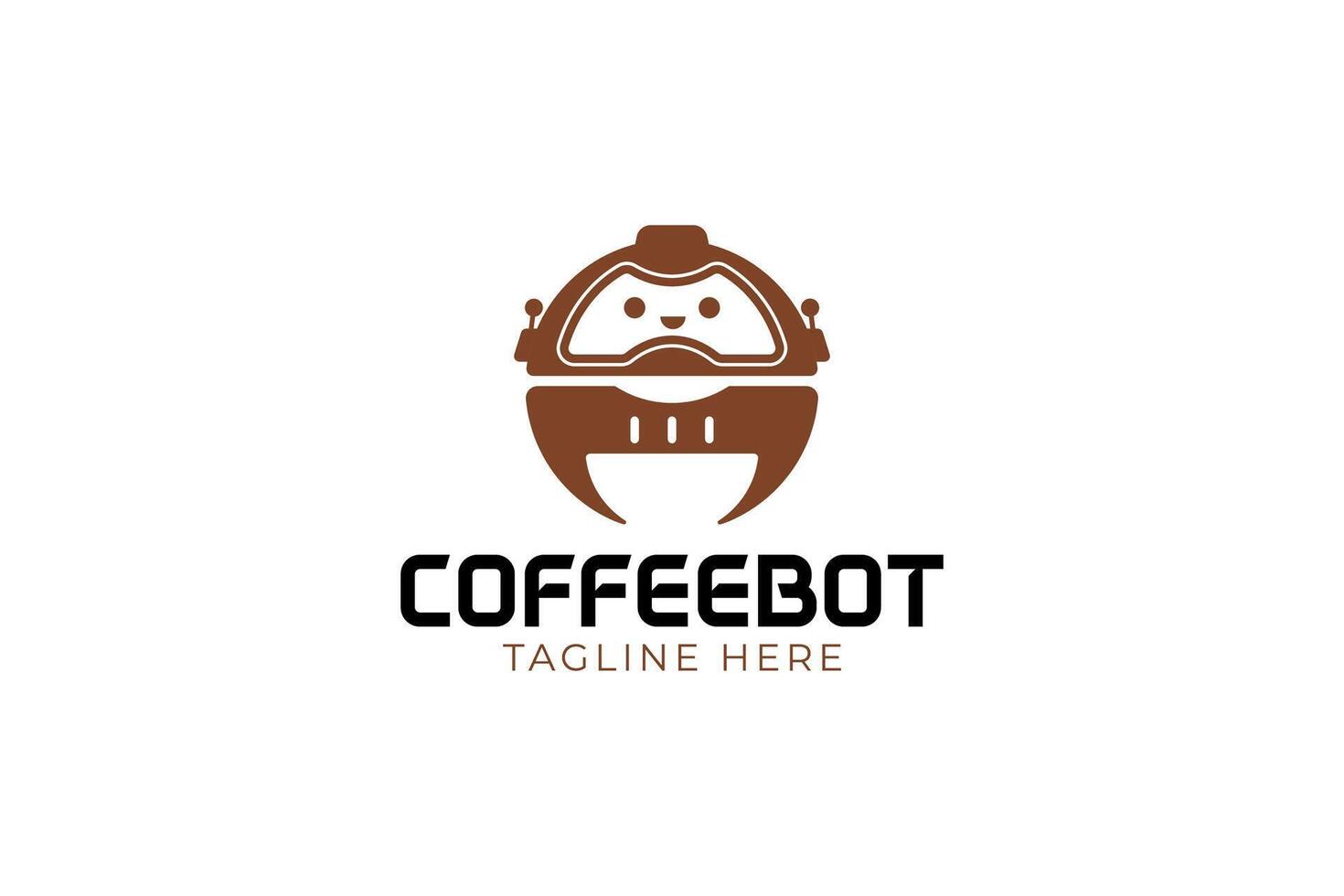 Robot Coffee logo identity and modern coffe machine logo concept for cafe and food beverage vector